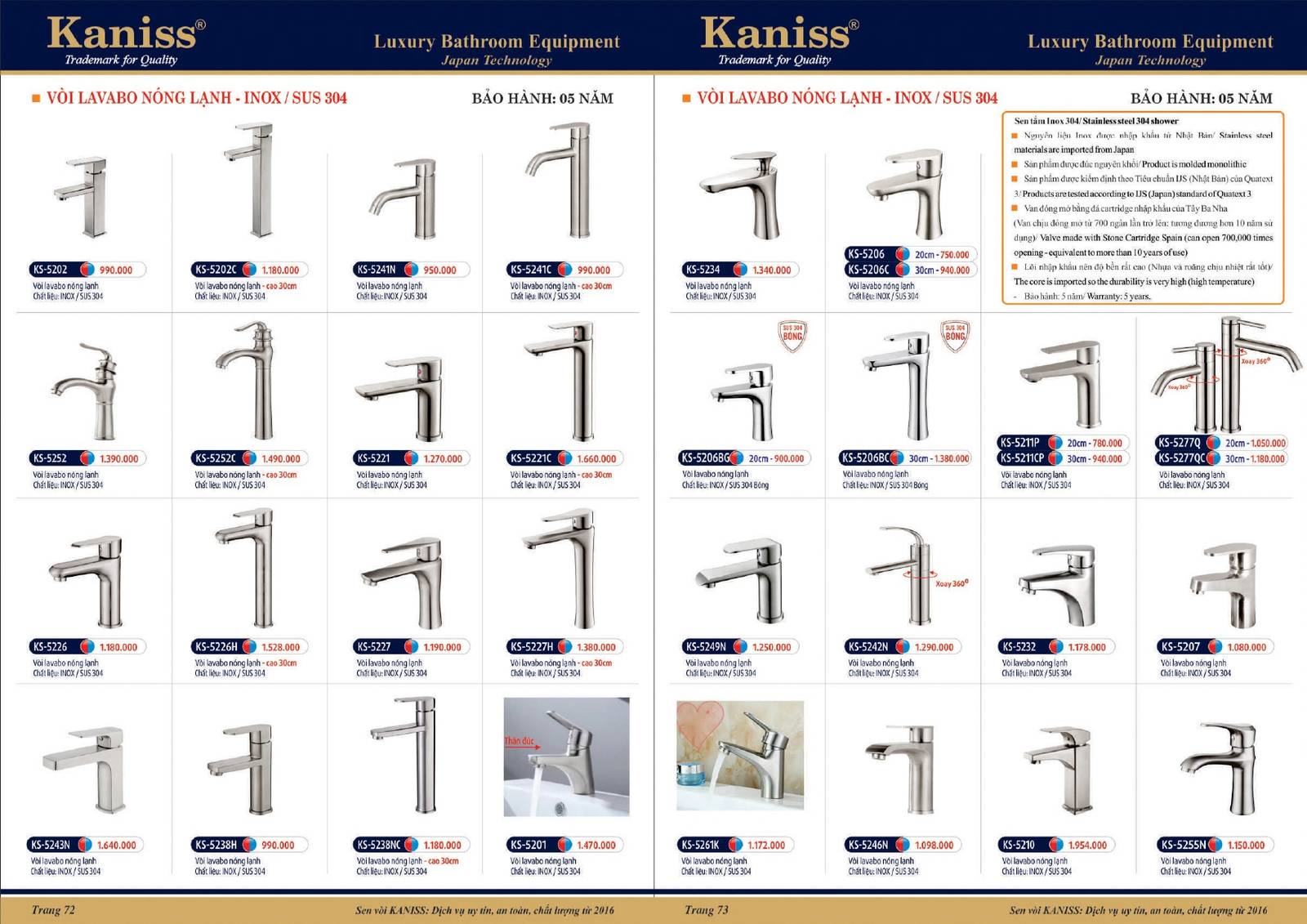 Bảng giá và Catalogue Thiết bị vệ sinh KANISS mới nhất 2025 /Page 37